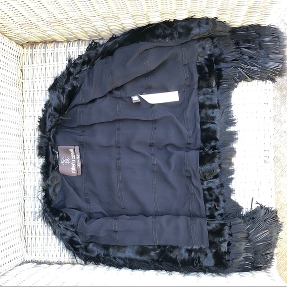 Roberto Cavalli Fur Leather Fringe Jacket 40 S M - Picture 7 of 14